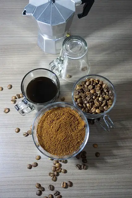 Can you eat ground coffee, coffee beans with coffee grounds and a cup of coffee